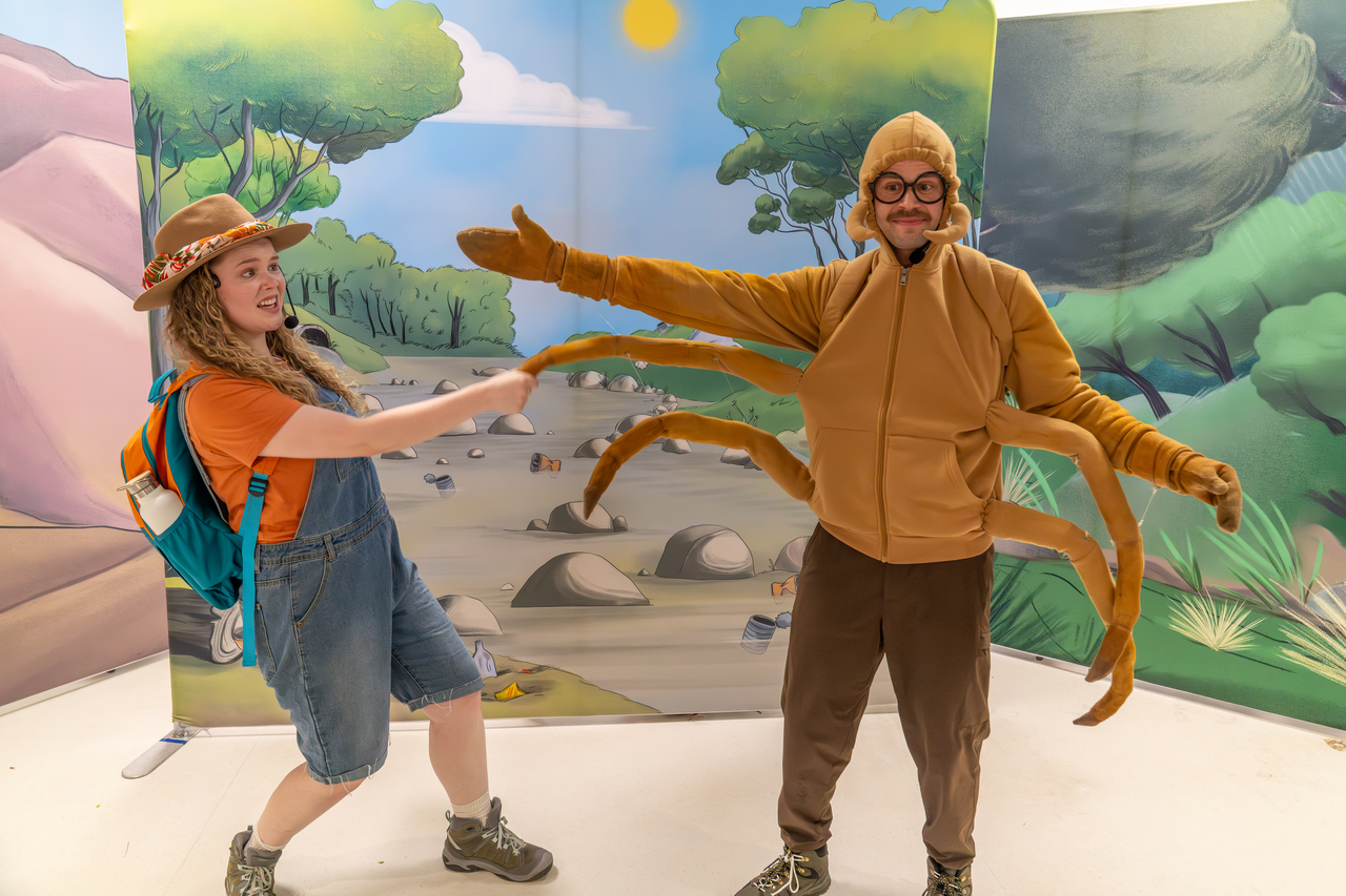 ​Cassie Ogle as Kira and Matt Newell as Dan the caddisfly larva