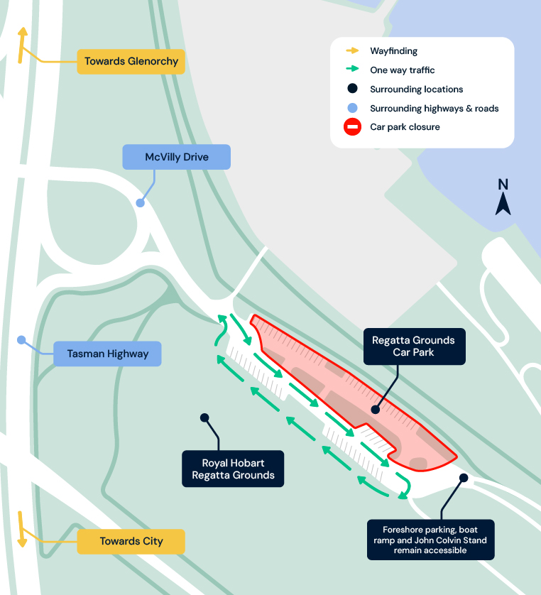 We are aware that the Regatta Grounds car park is well-used, and we understand that these temporary changes may cause some disruption. Thank you for your patience and cooperation as we deliver this important infrastructure for Hobart.