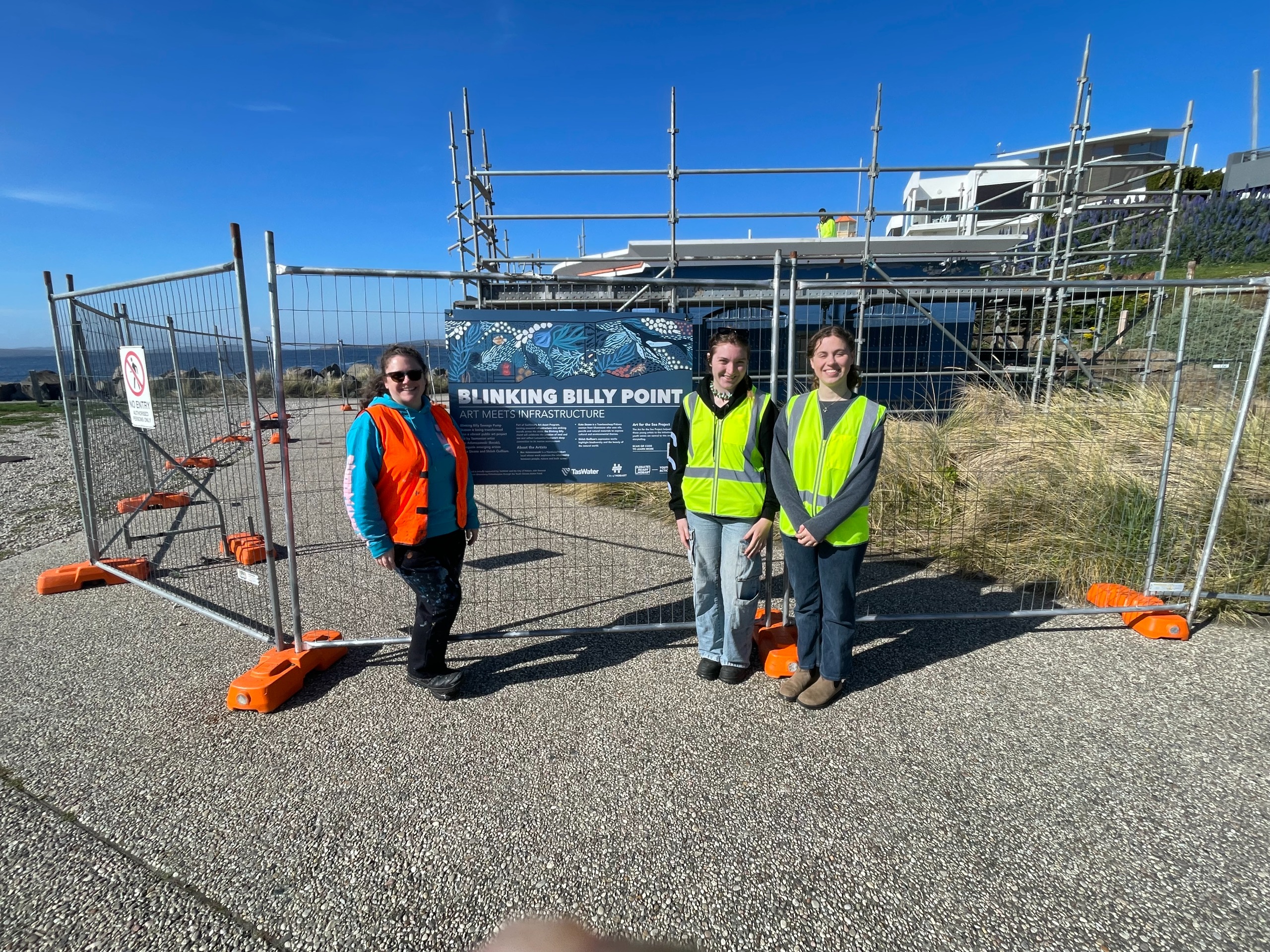 Artists on site at Blinking Billy start work