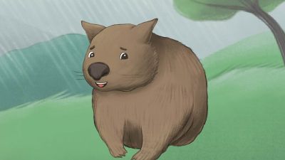 Cartoon character card of a wombat called winnie