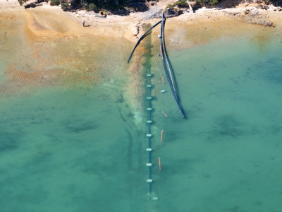 Outfall pipe getting constructed on the beach and into the Tamar river